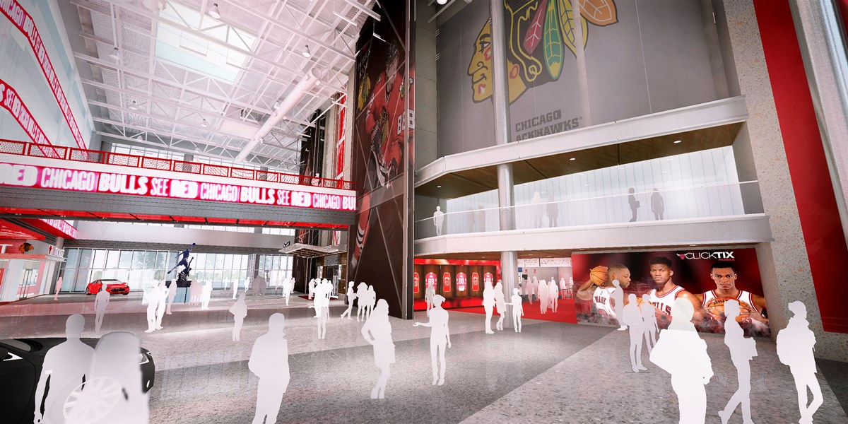 United Center atrium on track for February debut