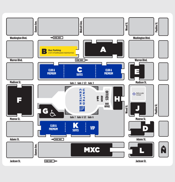 United Center Parking Lot K Map